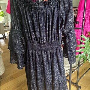 Lucky Brand Midnight Blue Dress with Floral Detail